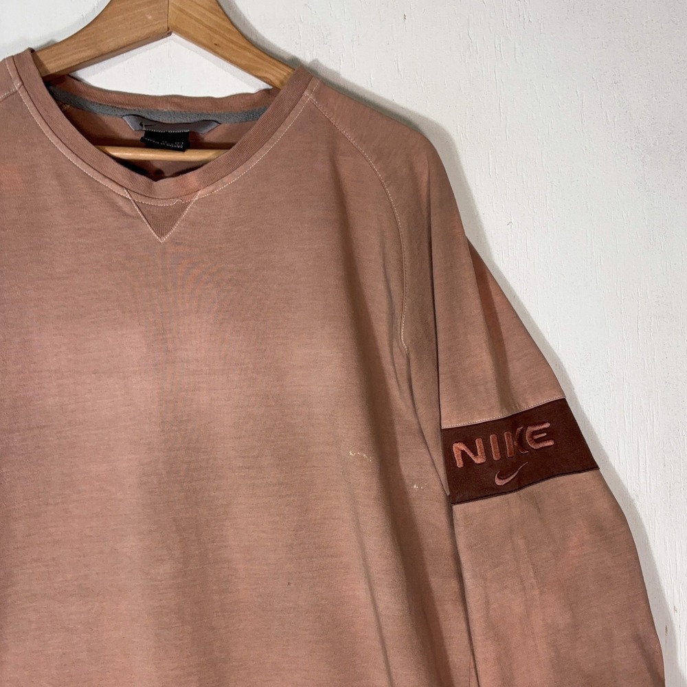 VTG Nike Tan Arm Band Shirt Mens XL Embroidered Sleeve Sun Faded